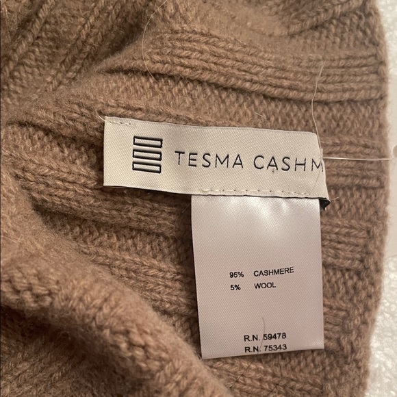 NWT Unisex Tan Ribbed Knit cashmere Beanie made in Italy - Picture 5 of 10